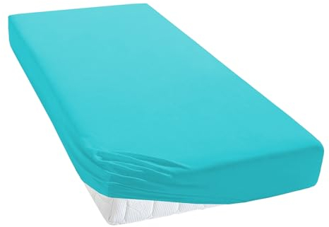 TM MAXX Jersey Spannbettlaken für Baby und Kinder mit Öko-Tex Standard (Türkis 010, 80x160) Matratzenhöhe bis 25 cm, Spannbetttuch aus 100% Baumwolle