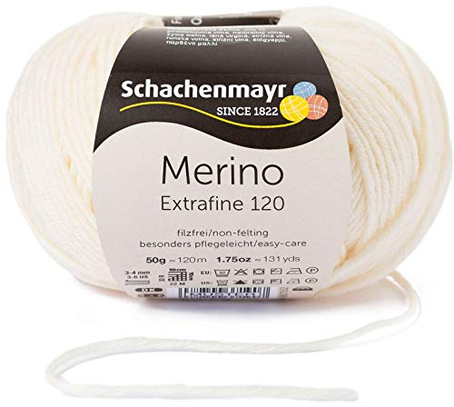 Schachenmayr Merino Extrafine 120 9807552-00102 natur Handstrickgarn, Schurwolle