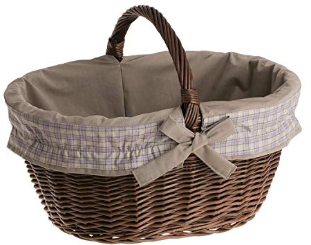 e-wicker24 Alles aus Weide Mörkbrun korg i vide, retro bygelkorg, vintage stil, pilkorg, oval