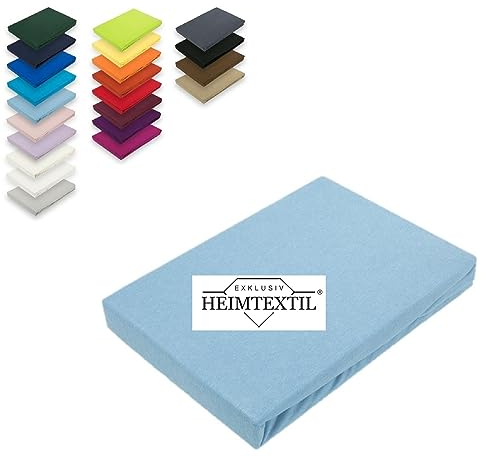 EXKLUSIV HEIMTEXTIL Marke Jersey Spannbettlaken 60 x 120-70 x 140 cm 100% Baumwolle Öko - Tex Zertifiziert, Markenqualität, Matratzenhöhe bis 10 cm, Hellblau