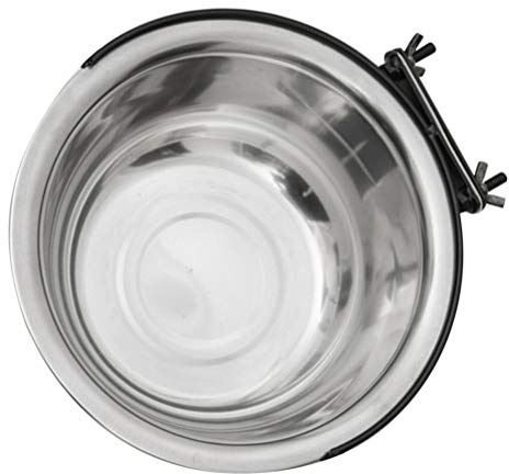 VILLCASE Dog Feeding Bowls, 1200ml Hanging Pet Water Bowls Stainless Steel Food Bowls Anti- overturning Dog Cage Bowl with Bolt Holder for Pet Dogs Cats Birds, Silver