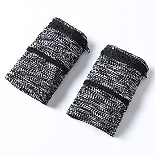 Handledsväska, fickplånbok med dragkedja för löpning, promenader, vandring, cykling, yoga och mer (2-pack) (svart + svart, S)
