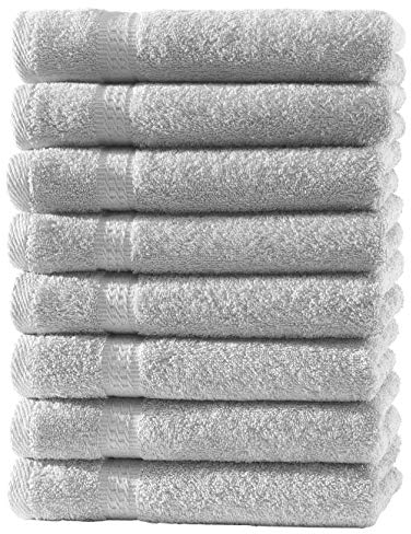 Zestri Frottier Gästehandtuch 8er-Set | Silber 30x50 | 100% Baumwolle 500g/m² | Öko-Tex Standard 100 Handtuch Gästetuch