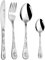 Albert de Thiers - Ménagère Camélia, 24 Couverts - 6 Couteaux de Table + 6 Fourchettes + 6 Cuillères à Soupe + 6 Cuillères à Café - Lames et Manches en Acier Inoxydable, Décors Laser - Boîte Couleur