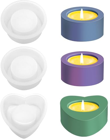 RAFIYU Stampo in silicone per candele, 3 stampi per colata in silicone, per calcestruzzo, forma rotonda, per la produzione di cemento fai da te, strumenti per la decorazione della casa