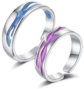 Pink Blue Lake Paarring, Liebe Für Immer, Eheringe, Verstellbare Größe, Eleganter Verlobungsring, Offener Ring, Passende Ringe Für Sie Und Ihn Für Liebesversprechen/Valentinstag, Weiß, Einheits