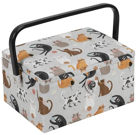 Hobby Gift Medium Sewing Craft Storage Box, 18.5 x 25.5 x 14.5cm, Cats