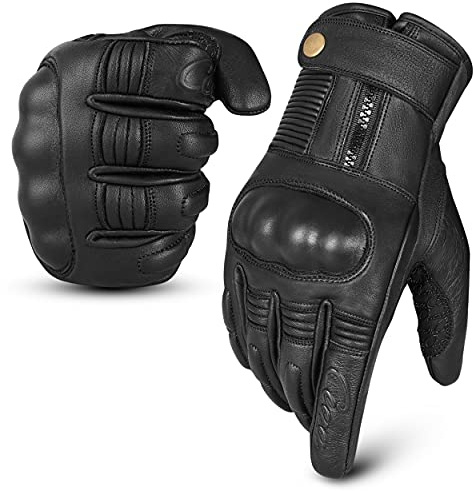RideMaxx Motorradhandschuhe, echtes Leder, Motorradhandschuhe, schwarze Lederhandschuhe, Touchscreen, Biker-Handschuhe (Schwarz, S)