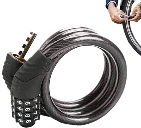 demaxiyad Fahrrad-Zahlenschloss, Mountainbike-Zahlenschloss - 4-stelliges spiralförmiges Fahrrad-Radschloss | Spulenförmiges Metall- -Fahrrad-Nummernschloss für Radsport-Must-haves in