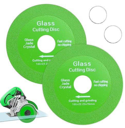 2 Piezas Disco de Corte de Cristal, 100mm, Orificio de 22.23mm，Ideal para Cortar Botellas, Azulejos, Porcelana y Jade, Compatible con Amoladoras Angulares, Cortes Rápidos y Precisos