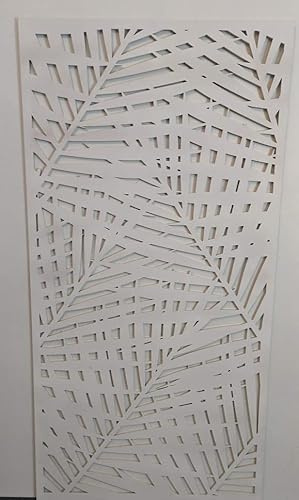 Wooden mesh Decorative Panel, Wall partition, Radiator Cover Grille, Cut-Outs, Kitchen Furniture, Laser Cut in 3mm Thick MDF (Size 1200mm x 610mm) Palm T20E Pattern Made in The UK. (Primed White)