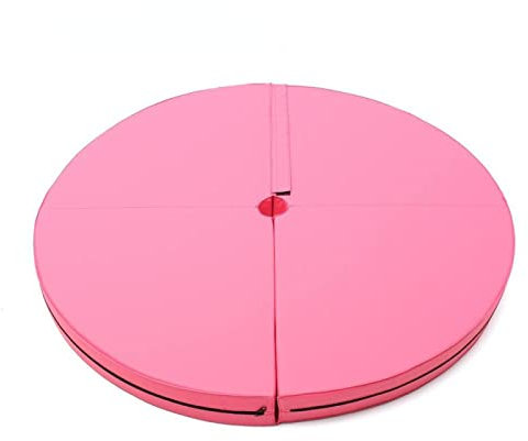 IEOWY Sicherheits-Crashpad für Pole Dance-Matte, faltbar, rund, dick, Fallschutz, Rutschhemmende Schutzmatte, Schutzmatte für Tanz, Fitness, Gymnastik, Yoga, Anfänger, Pink-Bezug, 150 x 5