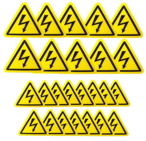 25 Pièces Danger électrique Autocollants, 5cm 10cm Signalétique Electricité Autocollant PVC Signe de Sécurité Panneau Triangulaires Adhésif Jaune pour Extérieure Intérieur D'avertissement électriques