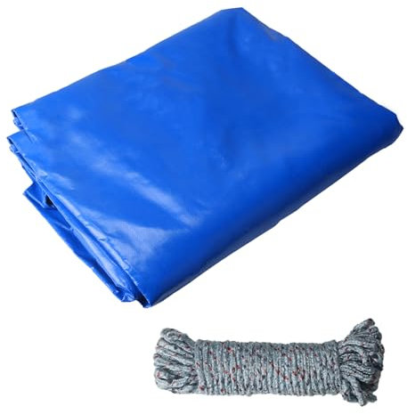 COEWUR Telone 2 x 2 m Telo Blu Impermeabile con Occhielli 420 g/m² Anti UV Telone Copertura Include 10 Metri di Corda per Piscina Trampolino Gazebo Mobili da Giardino