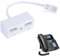 Compact 2-Way RJ11 Telephone Line Splitter Adapter – Male to Dual Female UK Landline Converter for Phone, Fax & Modem Cables, Plug-and-Play White BT Socket Extender