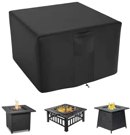 Housse de Brasero Carrée Imperméable, Housse Table Carrée pour Brasero à Gaz, Couverture Protection Pour Braseros, Pour Table de Foyer au Gaz Propane (Noir,160x160x80 cm)
