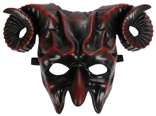 Djävulsmask skrämmande 3D halvt ansikte horn get mask monster demon halloween kostym för påsk halloween cosplay fest get demon halv
