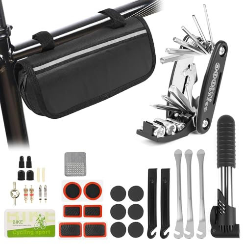 OTUAYAUTO Fahrrad Reparaturset 16-in-1-Multifunktionswerkzeug Zubehör