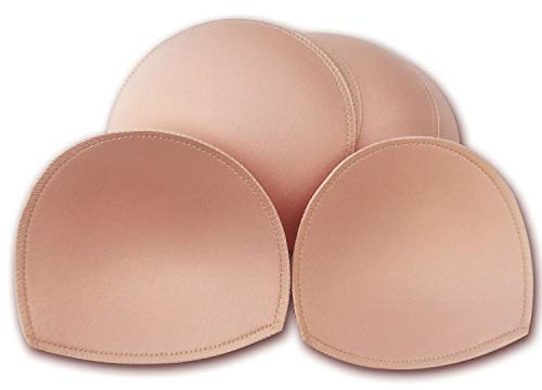 WMugthome 3 Pair Sewn Bra Pads Inserts for Women's Sports Yoga Bra to Hide Nipples or Bra Inserts Push Up(DD CUP, Beige semicircle)