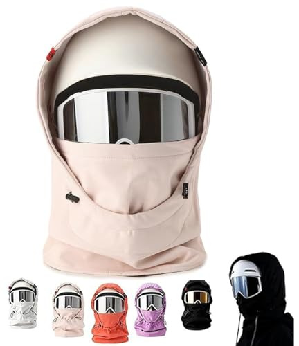 Waterproof Fleece Lined Windproof Full Cover Balaclava Hood with Drawstring Winter Coldproof Thickened Ski Mask & Helmet Cover for Men Women Keep Head Neck Face Warm for Skiing Running Cycling