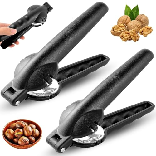 YUPZAR 2 Pezzi Schiaccianoci,Pinza per Castagne in Acciaio Inossidabile, Adatta per Castagne,Noci,Un Gadget Indispensabile in Cucina (Nero)