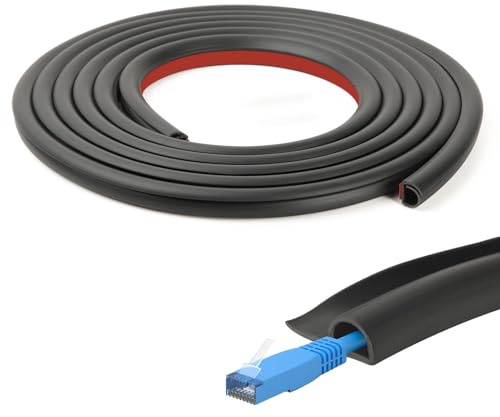 GEEKHOM Canalina per cavi per pannelli acustici, 3 m, 12 mm × 12 mm, autoadesiva, apertura laterale, gestione dei cavi, per studio, scrivania, home theater e ufficio