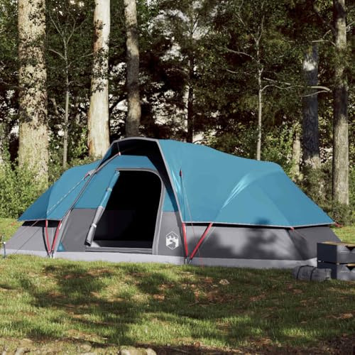 LoogCape Tente familiale en dôme gris orange 185T polyester PU imperméable avec auvent, filet, raccord E, tente avec barres, équipement de camping, randonnée, équipement d'extérieur