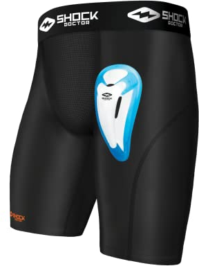 Shock Doctor 221 - Kompressionsshorts mit BioFlex-Protektor - Komfort und Kompression - Maximale Bewegungsfreiheit - Kontaktsport - Protektor