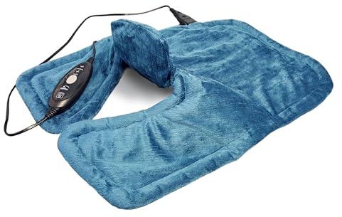 Hydas Nacken und Schulter-Heizkissen elektrisch und extra lang, gezielte Wärme für Nackenbereich, Schultern und Rücken, besonders weicher Stoff, inkl. Überhitzungsschutz (100 W, 230V)