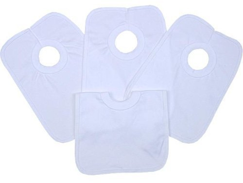 *Multibuy* Pack of 12 White Cotton Popover Bibs
