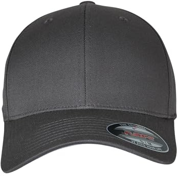 Flexfit unisex - vuxen Basebollkeps 6277-flexfit Wooly Combed | 98 % bomull 2 % PU spandex, mellanprofil, Permacurv visir, svart undervisor