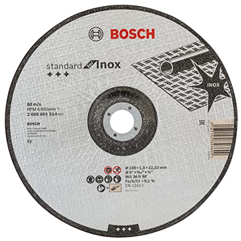 Bosch Professional 1x Mola da Taglio Centro Depresso Standard for Inox (per Acciaio Inox, Ø 230 x 1.9 mm, Accessori Smeriglatrici Angolari)