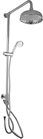 PaulGurkes Aufputz Dusche Landhausstil Set Nostalgie Retro ohne Armatur Duschsystem Nachrüsten Aufputzmontage Duschsäule Komplettdusche Brausesystem Antik