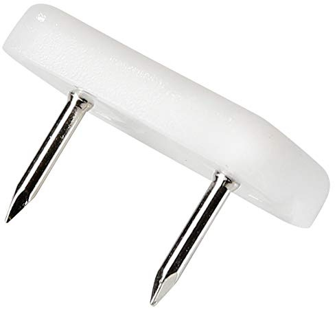 Adsamm®/16 x plastglidare med 2 spikar, vita, 18 x 30 mm, rektangulära, möbelglidare med spik, möbel- och golvglidare