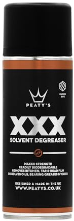 Peaty's XXX Solvent Degreaser - Heavy Duty Bike Degreaser Spray & Chain Cleaner, Biodegradable Aerosol Degreasing for Chain, Cassette and Drivetrain, Carbon Safe for MTB, Road & Gravel Bikes, 400ml