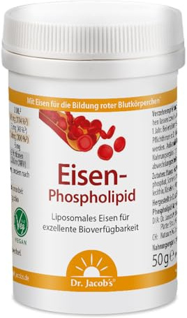 Dr. Jacob’s Eisen-Phospholipid Dose 50 g I für Blutbildung¹, Konzentration² und weniger Müdigkeit³ I Liposomales Eisen I Kein Eisengeschmack I Auch für Kleinkinder I 100 Portionen