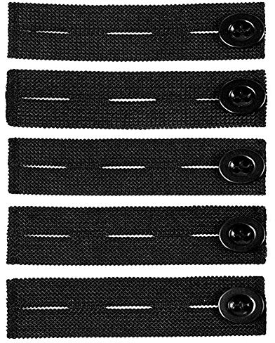Meet-shop Hosenerweiterung,Hosenbunderweiterung 5 Pack Waist Button Extender Adjustable Pregnancy Waistband Extender für Hosen Hemden Anzug Hosen,Schwarz