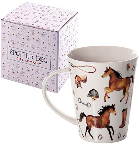 SPOTTED DOG GIFT COMPANY - tazza con motivo di cavalli - per caffè e tè a colazione - idee regalo - in porcellana - 360 ml