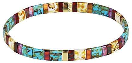 KELITCH Perline Bracciale Elasticizzato Colorato Braccialetti A Catena Arcobaleno Per Donna