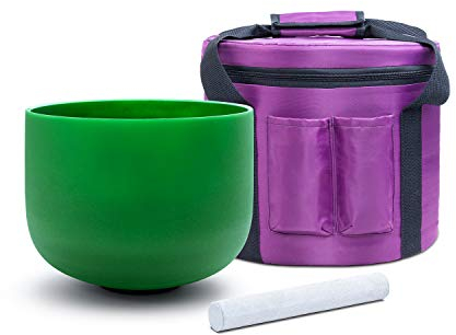 KVKA 25cm Klangschalen, 432Hz F note 10 inch Grün Chakra Sound Healing Klangschale für Meditation Stressabbau Entspannung mit Tragetasche