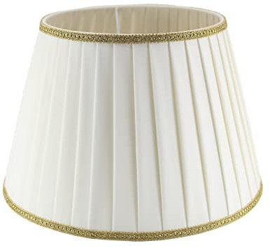 Paralume classico Impero in tessuto Plissettato Pongè Avorio con Passamaneria 10 - per lampada da tavolo, comodino - Artigianale Made in Italy - D.20 cm Attacco E14