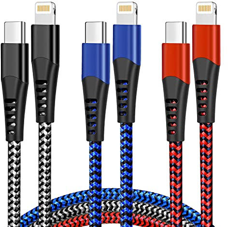 cugunu USB C to Lightning Cable 3 Pack 6FT iPhone Charger Apple MFi Certified Power Delivery Fast Charging Cord Compatible with iPhone 14/13/12/11/XS/XR/X/8