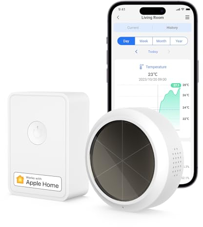 Meross WiFi Termómetro Higrómetro Inteligente, Control con App y Voz, Soporta Alerta y Notificación, Compatible con Apple HomeKit, Alexa, Google Home y SmartThings (Hub Incluido)
