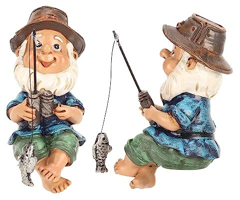 BORDSTRACT Affascinante Statua da Giardino di Un Vecchio Pescatore da 3,9 Pollici - Figurina in Resina per Decorazioni E Regali per Patio Esterno, Cortile, Prato E Portico