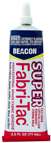 Beacon Fabri-Tac 73ml Tube, Clear - Permanent Adhesive Glue for Fabric, Leather, Lace, Glass, Wood & Trims - Quick Drying for Upholstery & Home Decor