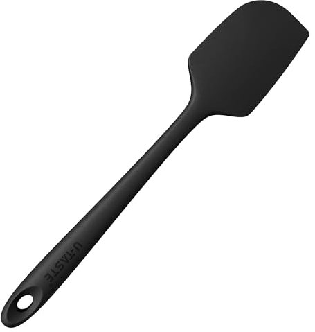 U-Taste Large Silicone Spatula: 250℃ Heat Resistant Non-Stick Flexible Seamless Scraper, Baking Cooking Silicon Kitchen Utensil with Nylon Core for Mixing Stirring Scraping (29cm, Black)