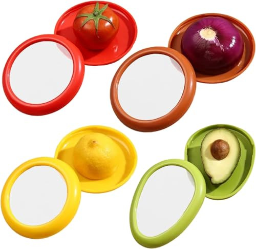 Ayolofei Contenitori Riutilizzabili per Frutta e Verdura, 4 Pezzi Scatola per Frutta in Silicone con Coperchio, Stoccaggio Trasparente per Smistamento di Frutta e Verdura da Cucina Nel Frigorifero
