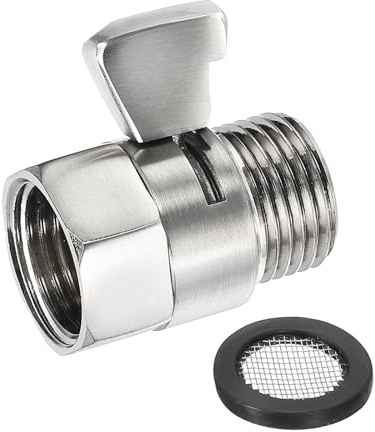 sourcing map Water Flow Control Valve, 1 PCS G1/2 Shower Head Shut Off Valve, Brass Water Pressure Regulator for Shower Head or Bidet Spray (Nickel)