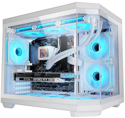Mars Gaming MC-3TCOREM, Gaming-Gehäuse Custom Micro-ATX, DREI Fenster aus Gehärtetem Glas, Seitliches Dual-Kammer, Unterstützung für 360mm Wasserkühlung, Kabelmanagement, Mini-Tower-PC, USB-C, Weiß