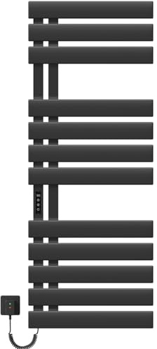 EMKE Handtuchheizkörper Elektrisch 1300 x 500 mm, Elektrischer Badheizkörper Handtuchhalter, WiFi Smart Handtuchtrockner Handtuchwärmer Elektrisch für Alexa und Google Home und APP Schwarz Left 440W